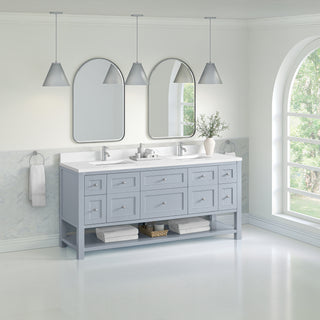 72 Inch Breckenridge Freestanding Vanity in Serenity Blue / White Zeus Top