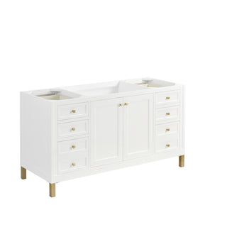 60 Inch Chicago Freestanding Vanity in Glossy White / Parisien Bleu Top