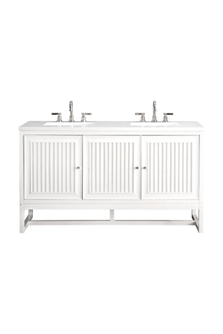60 Inch Athens Dual Mount Vanity in Glossy White / White Zeus Top