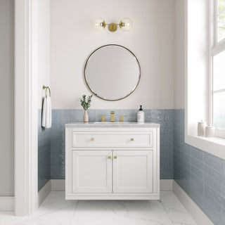 36 Inch Chicago Freestanding Vanity in Glossy White / Carrara White Top