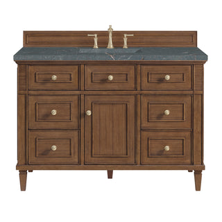 48 Inch Lorelai Freestanding Vanity in Mid-Century Walnut / Parisien Bleu Top