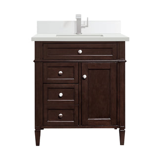 30 Inch Brittany Freestanding Vanity in Burnished Mahogany / White Zeus Top