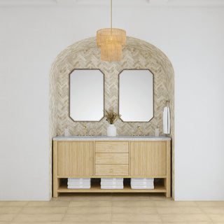 72 Inch Marigot Freestanding Vanity in Sunwashed Oak / Victorian Silver Top
