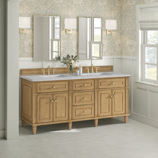 72 Inch Lorelai Freestanding Vanity in Light Natural Oak / Victorian Silver Top