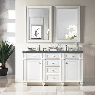 60 Inch Bristol Freestanding Vanity in Bright White / Parisien Bleu Top