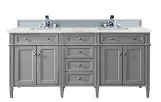 72 Inch Brittany Freestanding Vanity in Urban Gray / Eternal Jasmine Pearl Top