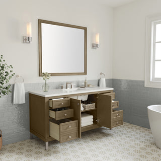 60 Inch Chicago Freestanding Vanity in Walnut Whisper / Lime Delight Top