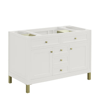 48 Inch Chicago Freestanding Vanity in Glossy White / Victorian Silver Top