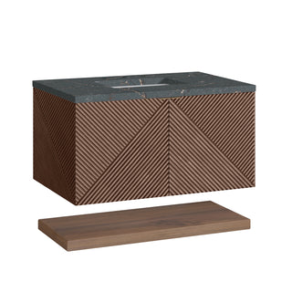 36 Inch Marcello Floating Vanity in Chestnut / Parisien Bleu Top