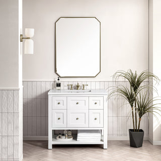 36 Inch Breckenridge Freestanding Vanity in Bright White / White Zeus Top