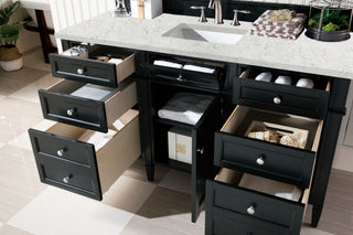 60 Inch Brittany Freestanding Vanity in Black Onyx / Eternal Jasmine Pearl Top