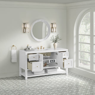 60 Inch Breckenridge Freestanding Vanity in Bright White / White Zeus Top