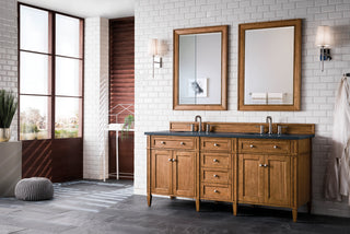 72 Inch Brittany Freestanding Vanity in Saddle Brown / Charcoal Soapstone Top