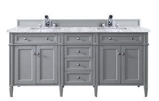 72 Inch Brittany Freestanding Vanity in Urban Gray / Carrara White Top