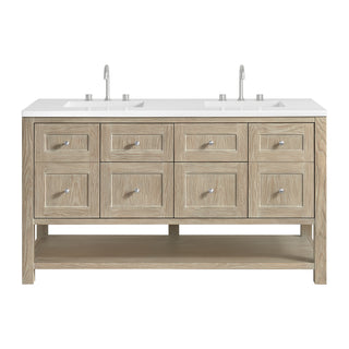 60 Inch Breckenridge Freestanding Vanity in Whitewashed Oak / White Zeus Top
