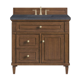 36 Inch Lorelai Freestanding Vanity in Mid-Century Walnut / Charcoal Soapstone Top