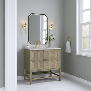 36 Inch Emmeline Freestanding Vanity in Pebble Oak / Victorian Silver Top