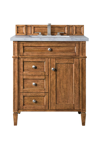 30 Inch Brittany Freestanding Vanity in Saddle Brown / Eternal Jasmine Pearl Top