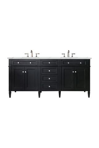 72 Inch Brittany Freestanding Vanity in Black Onyx / Ethereal Noctis Top
