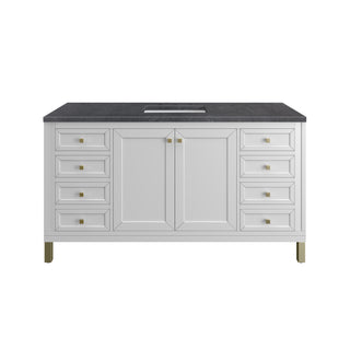 60 Inch Chicago Freestanding Vanity in Glossy White / Charcoal Soapstone Top