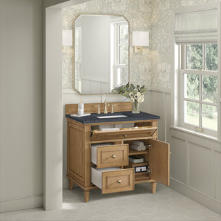 36 Inch Lorelai Freestanding Vanity in Light Natural Oak / Charcoal Soapstone Top