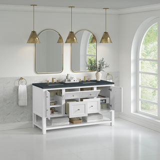 60 Inch Breckenridge Freestanding Vanity in Bright White / Charcoal Soapstone Top