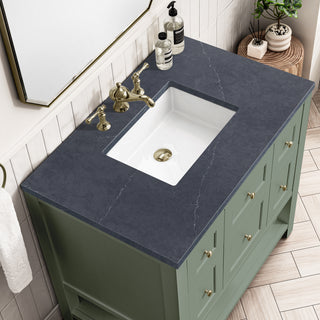36 Inch Breckenridge Freestanding Vanity in Smokey Celadon / Charcoal Soapstone Top