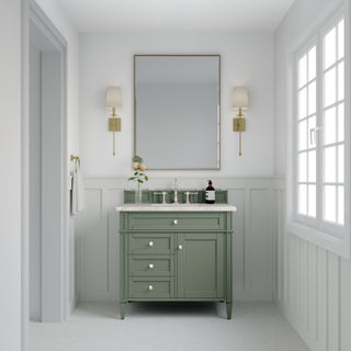 36 Inch Brittany Freestanding Vanity in Smokey Celadon / Eternal Jasmine Pearl Top