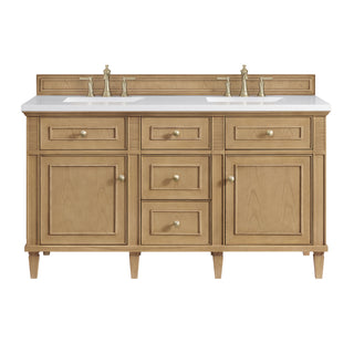 60 Inch Lorelai Freestanding Vanity in Light Natural Oak / White Zeus Top