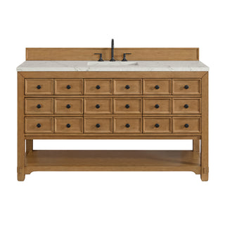 60 Inch Malibu Freestanding Vanity in Amber Birch / Victorian Silver Top