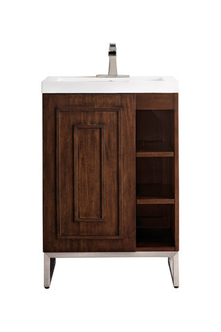 23.625 Inch Alicante' Freestanding Vanity in Mid-Century Acacia / White Glossy Top