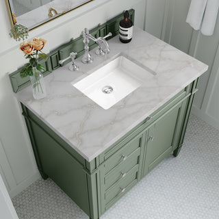 36 Inch Brittany Freestanding Vanity in Smokey Celadon / Victorian Silver Top
