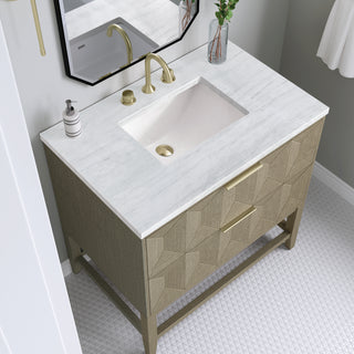 36 Inch Emmeline Freestanding Vanity in Pebble Oak / Arctic Fall Top