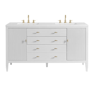 60 Inch Myrrin Freestanding Vanity in Bright White / White Zeus Top
