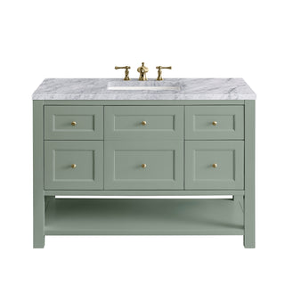 48 Inch Breckenridge Freestanding Vanity in Smokey Celadon / Carrara White Top