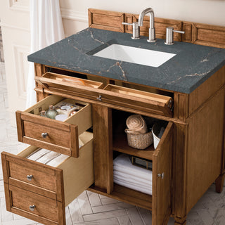 36 Inch Brittany Freestanding Vanity in Saddle Brown / Parisien Bleu Top