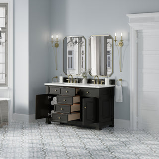 60 Inch Brookfield Freestanding Vanity in Black Onyx / Ethereal Noctis Top