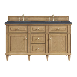60 Inch Lorelai Freestanding Vanity in Light Natural Oak / Charcoal Soapstone Top