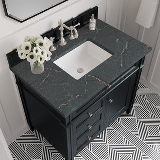 36 Inch Brittany Freestanding Vanity in Black Onyx / Parisien Bleu Top