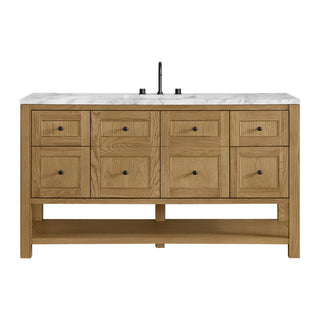 60 Inch Breckenridge Freestanding Vanity in Light Natural Oak / Carrara White Top