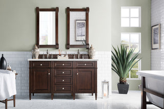 60 Inch Brittany Freestanding Vanity in Burnished Mahogany / Ethereal Noctis Top