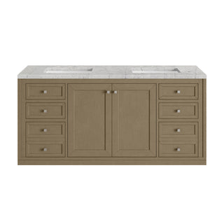 60 Inch Chicago Freestanding Vanity in Walnut Whisper / Eternal Jasmine Pearl Top