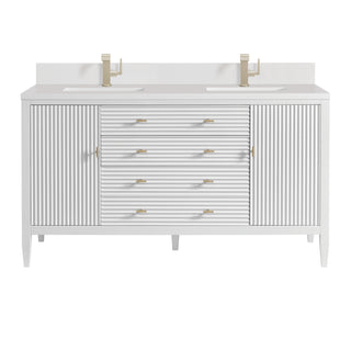 60 Inch Myrrin Freestanding Vanity in Bright White / White Zeus Top