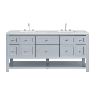 72 Inch Breckenridge Freestanding Vanity in Serenity Blue / Ethereal Noctis Top