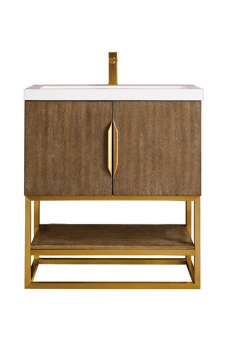 31.5 Inch Columbia Freestanding Vanity in Latte Oak / White Glossy Top