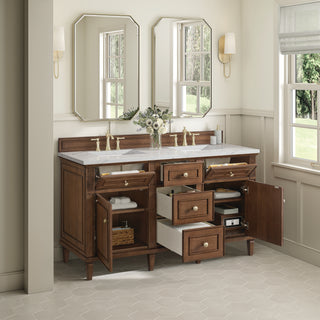 60 Inch Lorelai Freestanding Vanity in Mid-Century Walnut / Ethereal Noctis Top