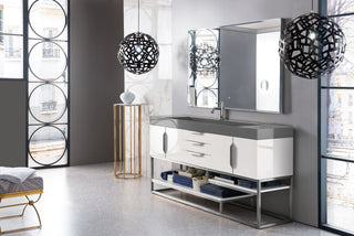 72.5 Inch Columbia Freestanding Vanity in Glossy White / Dusk Grey Glossy Top
