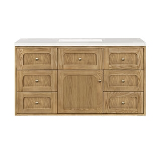 48 Inch Laurent Dual Mount Vanity in Light Natural Oak / White Zeus Top