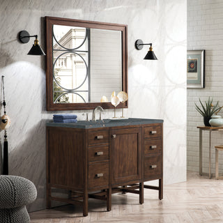 48 Inch Addison Freestanding Vanity in Mid-Century Acacia / Parisien Bleu Top
