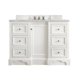 49.25 Inch De Soto Freestanding Vanity in Bright White / Victorian Silver Top
